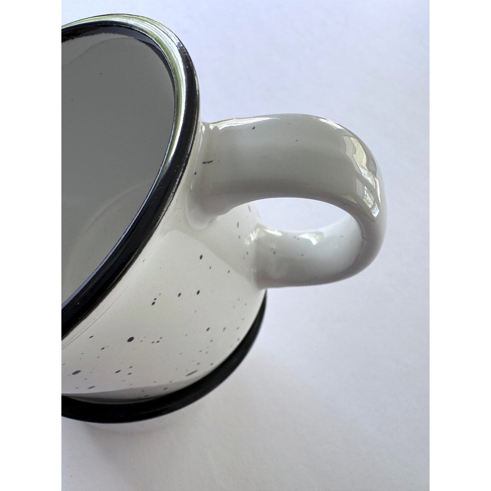 Set of 4 - 4oz‎ Speckled Ceramic White Black Campfire Coffee Mugs - Picture 4 of 11